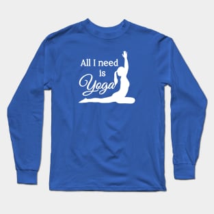 All I Need is Yoga | White | Cyan Long Sleeve T-Shirt